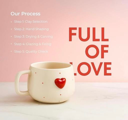 Heart Ceramic Mug – Full of Love in Every Sip ❤️