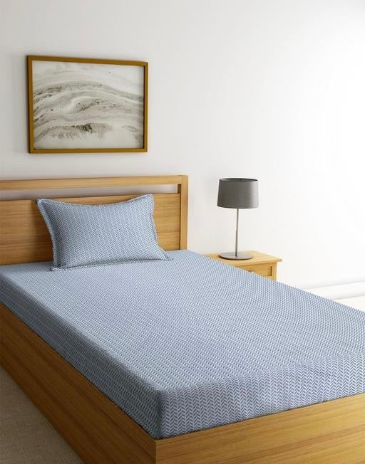 Premium Cotton Check Print Bedsheet for Single Bed with 2 Pillow Covers | Soft & Breathable Fabric