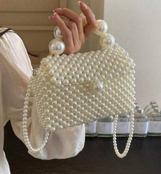 Elegant Pearl Beaded Handbag for Women | Stylish Party & Occasion Clutch with Shoulder Strap