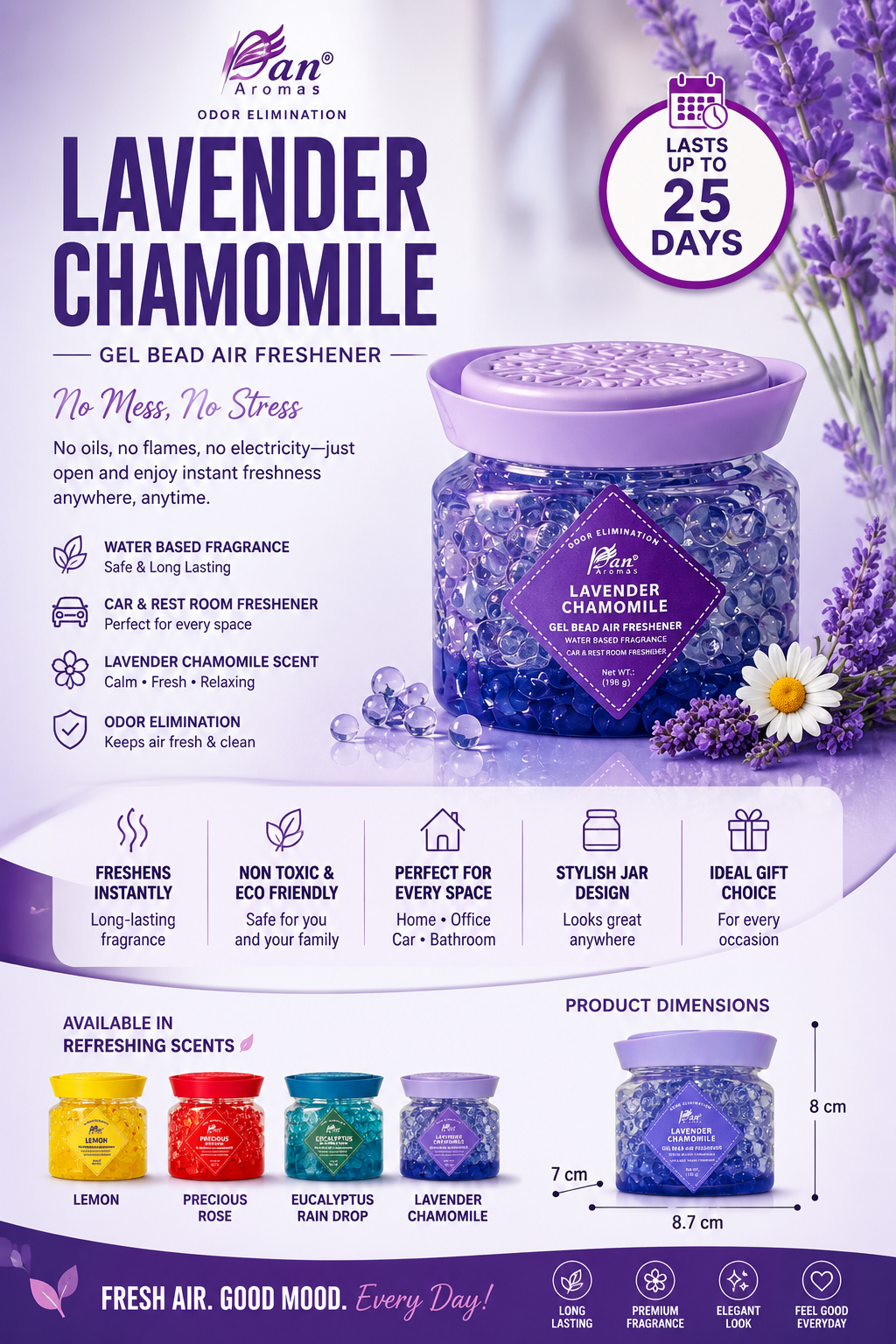 Chamomile Gel Bead Air Freshener – Long-Lasting Fragrance