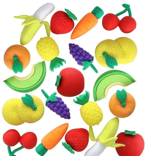 Fruity Erasers Set – Cute Colorful Fruit-Shaped Erasers | 9 Pcs