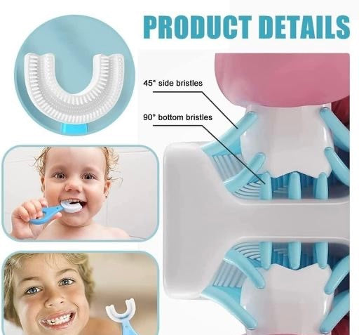 360° Kids U-Shaped Toothbrush – Soft Bristles & Easy Grip