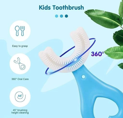 360° Kids U-Shaped Toothbrush – Soft Bristles & Easy Grip