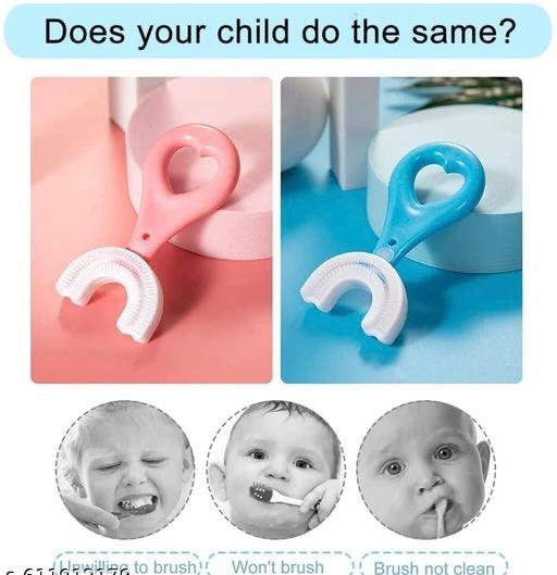 360° Kids U-Shaped Toothbrush – Soft Bristles & Easy Grip
