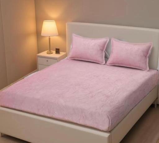 Premium Velvet Fitted Bedsheet Set with 2 Pillow Covers – Queen Size | Soft & Warm
