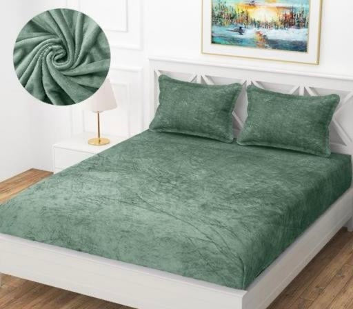 Premium Velvet Fitted Bedsheet Set with 2 Pillow Covers – Queen Size | Soft & Warm