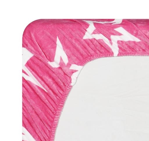 Premium Velvet Fitted Bedsheet with 2 Pillow Covers | Star Print | Double/Queen Size