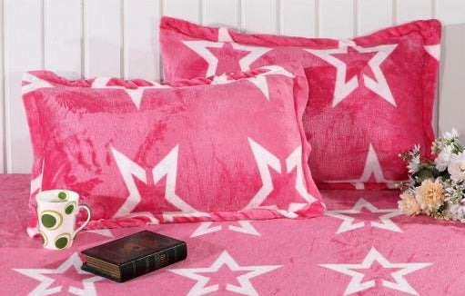 Premium Velvet Fitted Bedsheet with 2 Pillow Covers | Star Print | Double/Queen Size