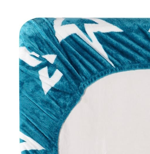 Premium Velvet Fitted Bedsheet with 2 Pillow Covers | Star Print | Double/Queen Size