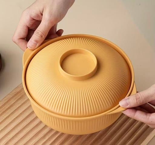3 Pcs Set Minimalist Hot Pot Bowl with Lid | Food Grade Multi-Purpose Serving & Storage Bowls