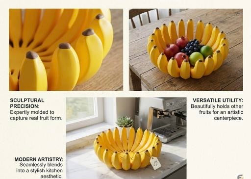 Banana Shaped Fruit Bowl | Unique Decorative Fruit Basket for Kitchen & Dining