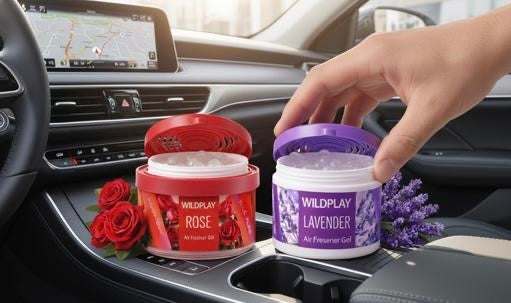 Wildplay Rose & Lavender Car Air Freshener Gel | Pack of 2 | Long Lasting Fragrance