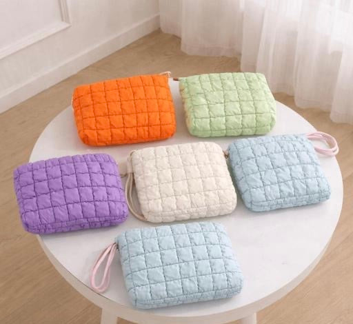 Quilted Makeup Pouch | Stylish Cosmetic & Travel Organizer | Multi-Purpose Storage Bag