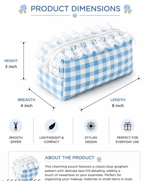 Lace & Style Makeup Pouch | Cute Cosmetic & Travel Organizer | Multi-Purpose Storage Bag