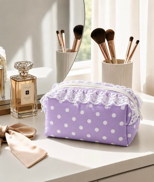 Lace & Style Makeup Pouch | Cute Cosmetic & Travel Organizer | Multi-Purpose Storage Bag