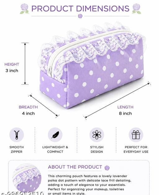 Lace & Style Makeup Pouch | Cute Cosmetic & Travel Organizer | Multi-Purpose Storage Bag