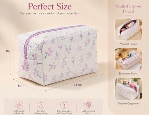 Floral Multi-Purpose Pouch | Makeup, Toiletry & Stationery Organizer | Travel Storage Bag